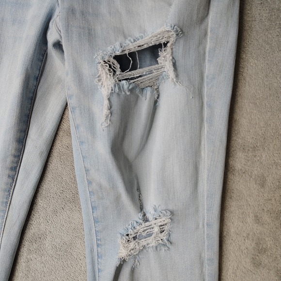 Judy Blue Jeans Women 26 Blue Boyfriend Light Wash Frayed Stretch Denim Distress - Picture 6 of 16